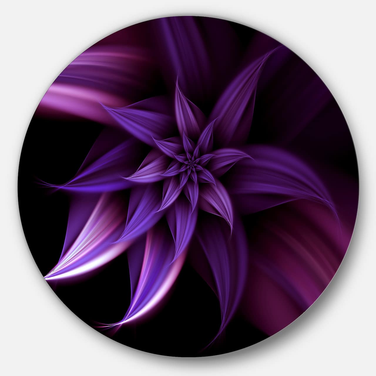 Designart - Fractal Flower Purple&#x27; Floral Circle Metal Wall Art